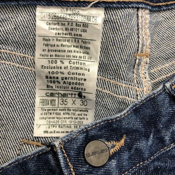 Carhartt Mens Flame Resistant Utility Denim Jeans Relaxed Fit 35 x 30 - Picture 6 of 16